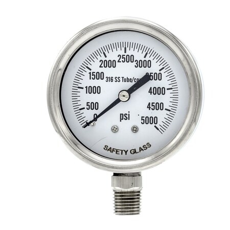 Pic Gauges 2 1/2 in Dial, 1/4 in NPT Male Lower Location, Stainless Steel Case Material PRO-311D-254R